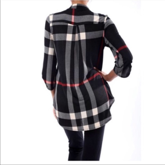 ✨LAST ONE ✨Black Plaid rolled sleeves tunic - Picture 3 of 7